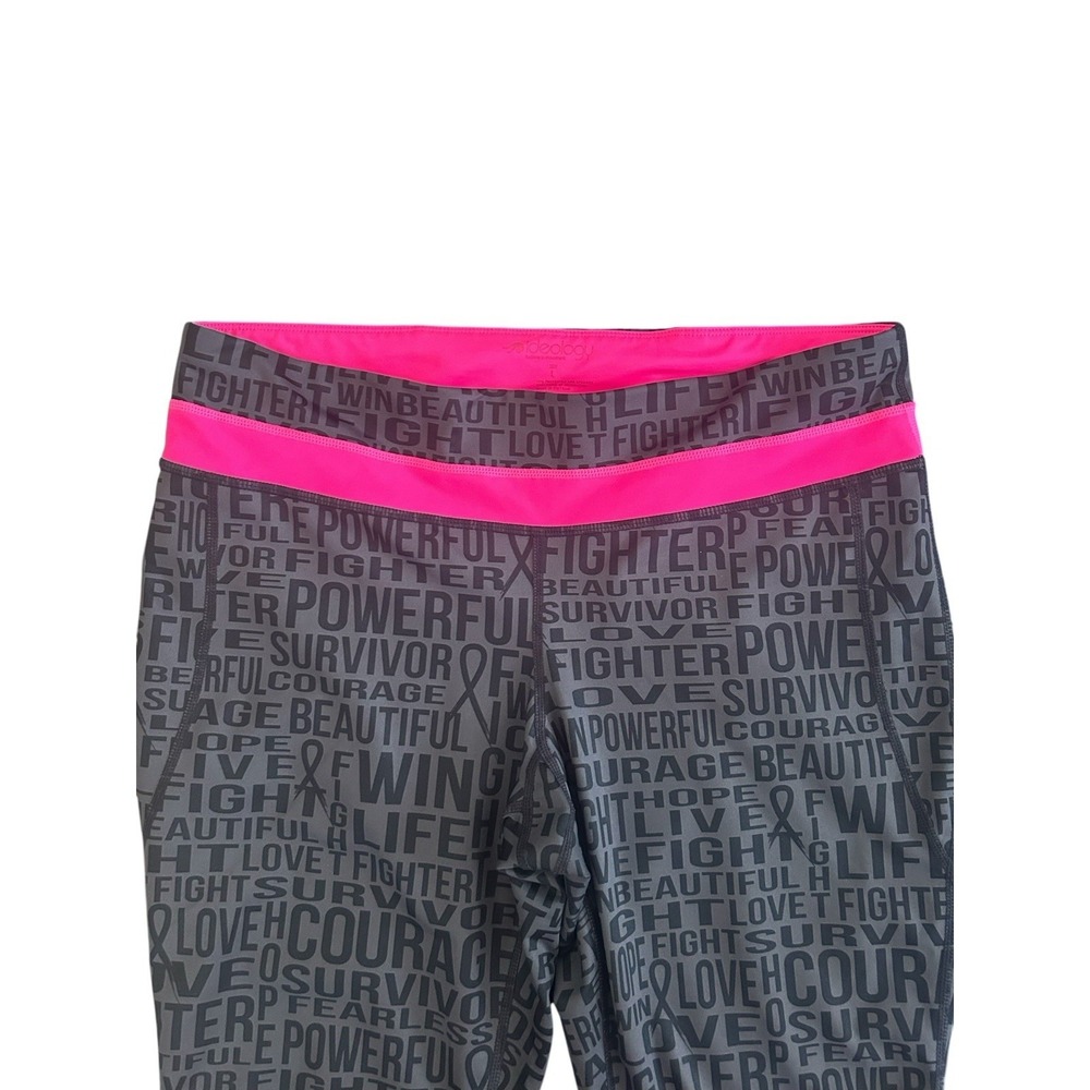 Ideology Breast Cancer Awareness Word Print Athletic Crop Leggings - Size L - Picture 2 of 5